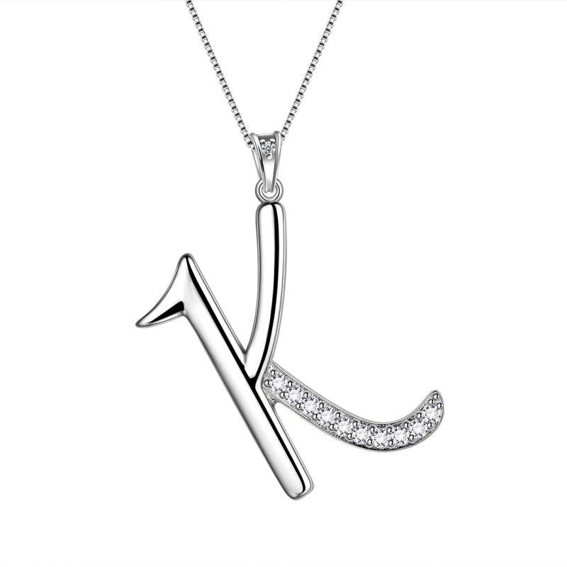 Letter Initial K Necklaces Pendant Chain 925 Sterling Silver - Necklaces - Aurora Tears