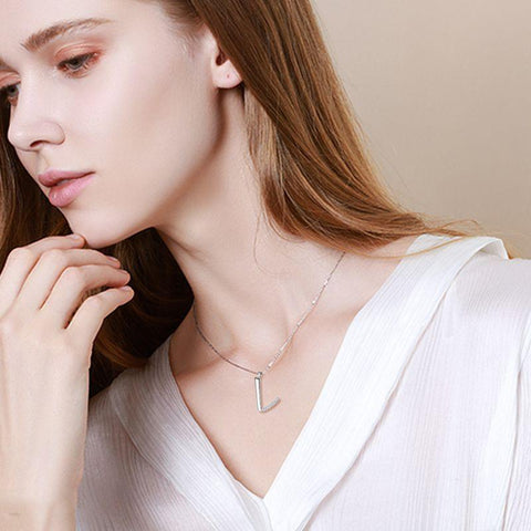 Letter Initial L Necklaces Pendant Chain 925 Sterling Silver - Necklaces - Aurora Tears
