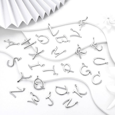 Letter Initial E Necklaces Pendant Chain 925 Sterling Silver - Necklaces - Aurora Tears