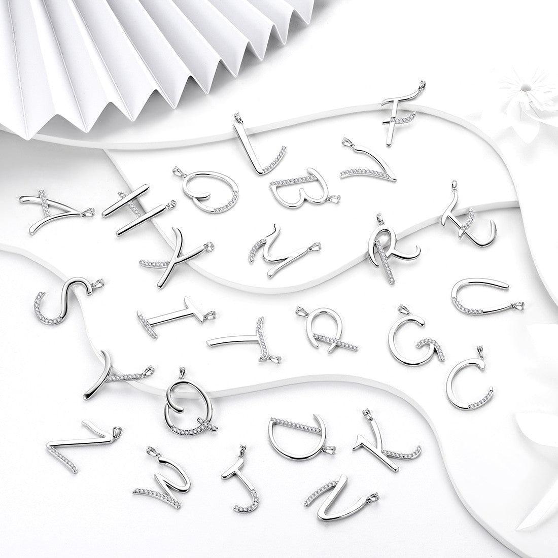 26 Letter Initial Necklaces Pendant Chain 925 Sterling Silver - Necklaces - Aurora Tears Jewelry