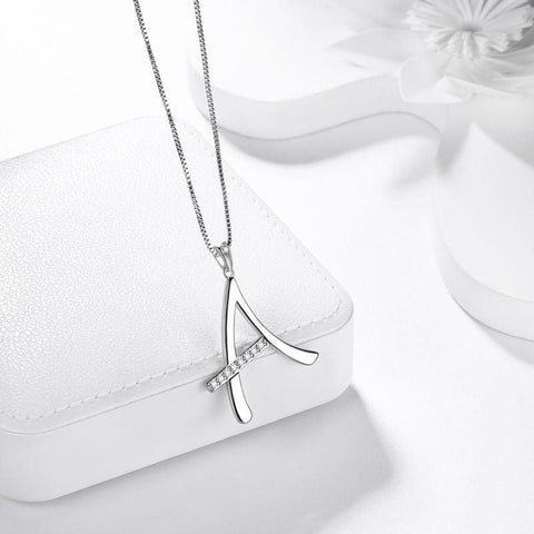 Letter Initial A Necklaces Pendant Chain 925 Sterling Silver - Necklaces - Aurora Tears