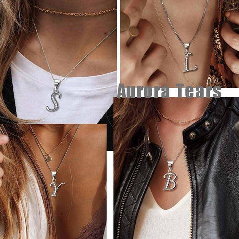 Letter B Initial Necklaces 925 Sterling Silver Aurora Tears Jewelry