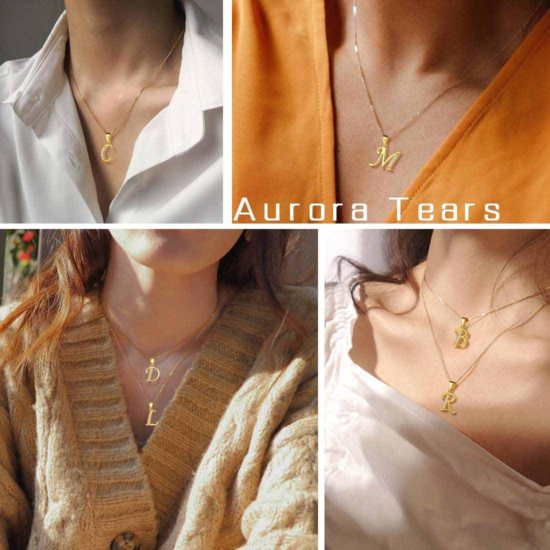 Letter L Initial Necklaces 925 Sterling Silver - Necklaces - Aurora Tears Jewelry