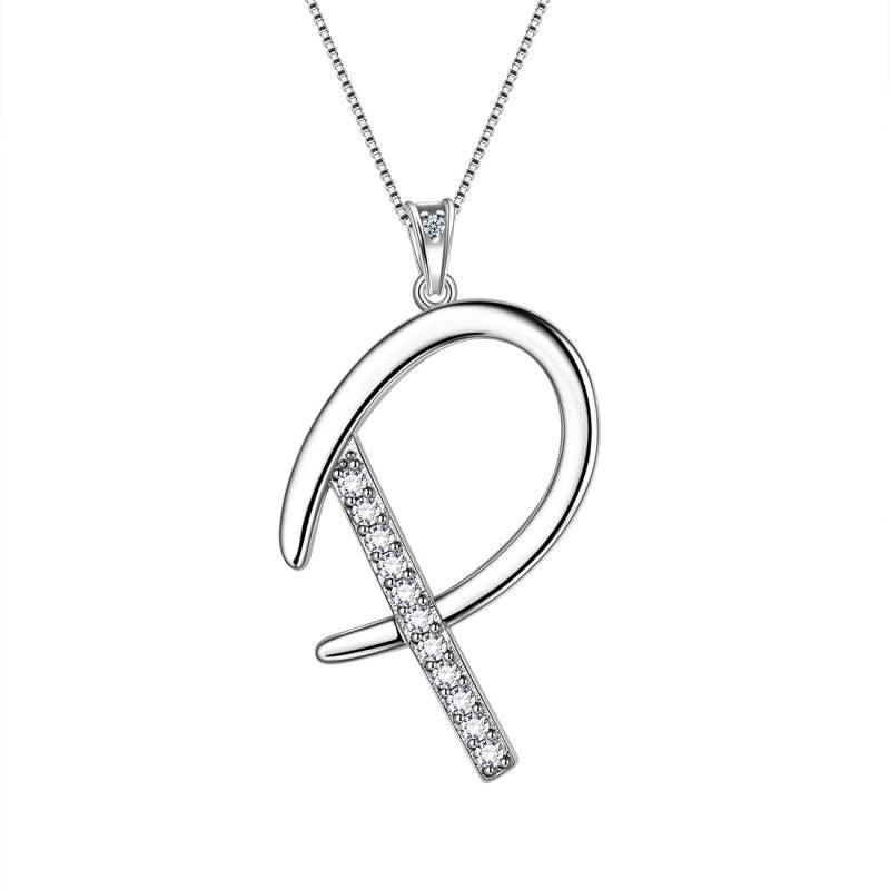 Letter Initial P Necklaces Pendant Chain 925 Sterling Silver - Necklaces - Aurora Tears