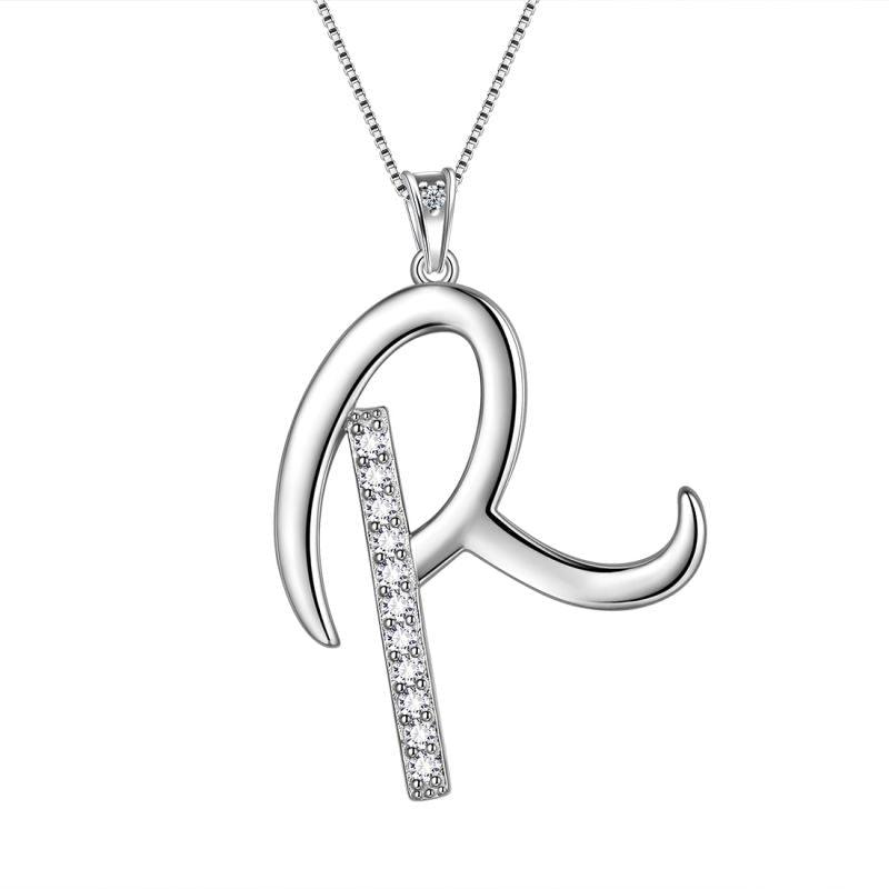 Letter Initial R Necklaces Pendant Chain 925 Sterling Silver - Necklaces - Aurora Tears