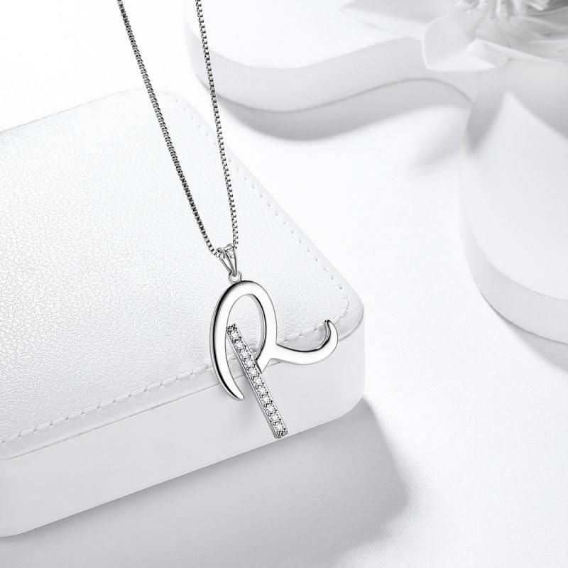 Letter Initial R Necklaces Pendant Chain 925 Sterling Silver - Necklaces - Aurora Tears