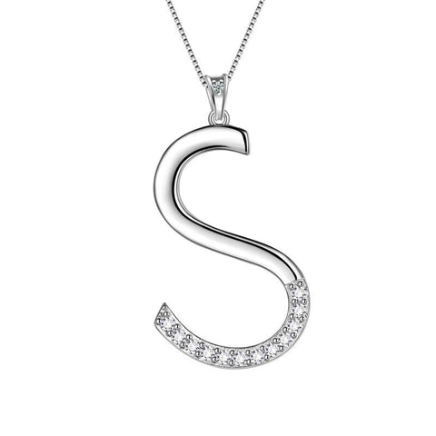 Letter Initial S Necklaces Pendant Chain 925 Sterling Silver - Necklaces - Aurora Tears