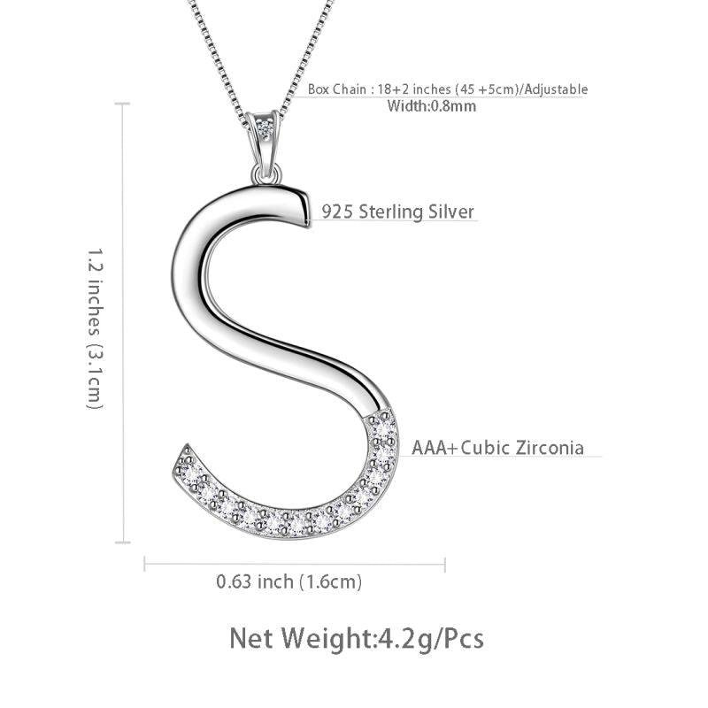 Letter Initial S Necklaces Pendant Chain 925 Sterling Silver - Necklaces - Aurora Tears