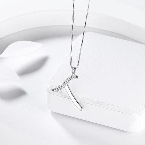 Letter Initial T Necklaces Pendant Chain 925 Sterling Silver - Necklaces - Aurora Tears