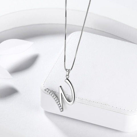 Letter Initial W Necklaces Pendant Chain 925 Sterling Silver - Necklaces - Aurora Tears