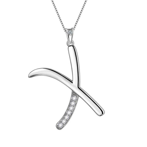 Letter Initial X Necklaces Pendant Chain 925 Sterling Silver - Necklaces - Aurora Tears