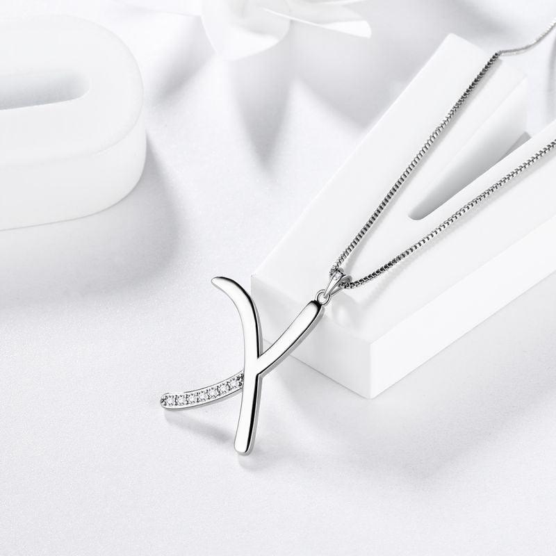 Letter Initial X Necklaces Pendant Chain 925 Sterling Silver - Necklaces - Aurora Tears