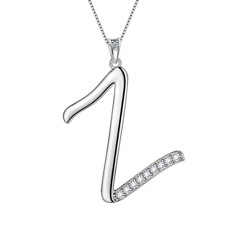Letter Initial Z Necklaces Pendant Chain 925 Sterling Silver - Necklaces - Aurora Tears