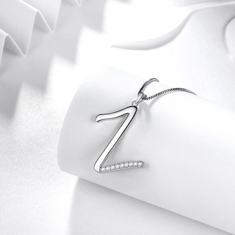 Letter Initial Z Necklaces Pendant Chain 925 Sterling Silver - Necklaces - Aurora Tears