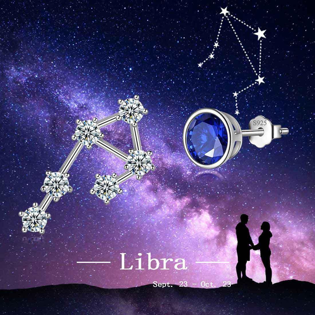 Libra Earrings September Birthstone Zodiac Studs - Earrings - Aurora Tears