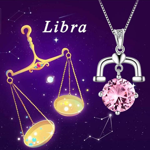 Zodiac Libra Necklace October Birthstone Pendant Crystal - Necklaces - Aurora Tears
