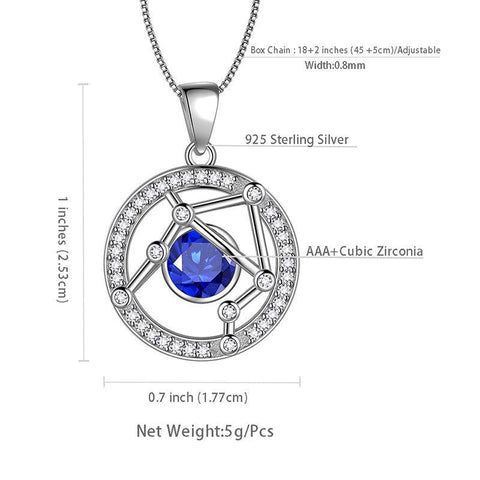 Zodiac Libra Necklace September Birthstone Pendant - Necklaces - Aurora Tears