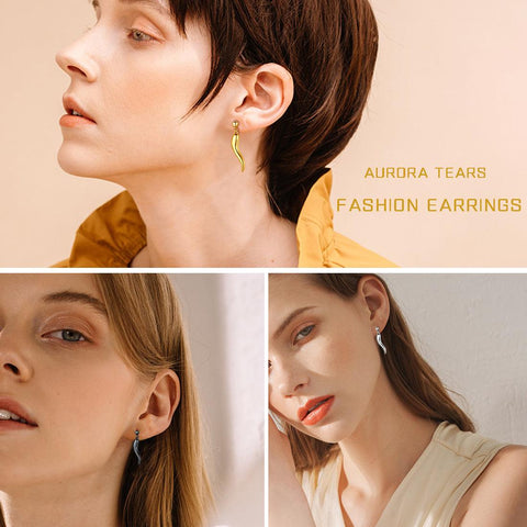 Lucky Italian Horn Earrings 925 Sterling Silver - Earrings - Aurora Tears