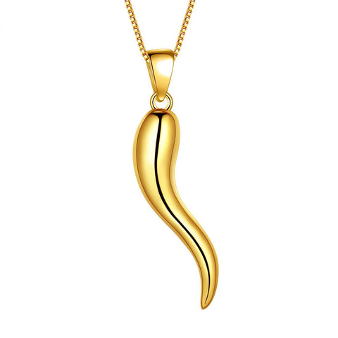 Italian Horn Cornicello Necklace - Men's Solid 14k Pendant