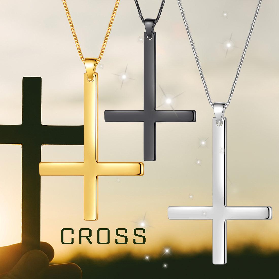 Stainless Steel Inverted Upside Down Cross of Saint Peter Pendant Necklace for Men, Men's, Size: One size, Gold