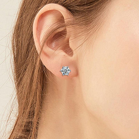 Moissanite Stud Earrings 925 Sterling Silver 6-Prong - Earrings - Aurora Tears