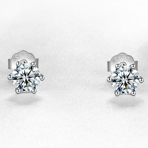 Moissanite Stud Earrings 925 Sterling Silver 6-Prong - Earrings - Aurora Tears