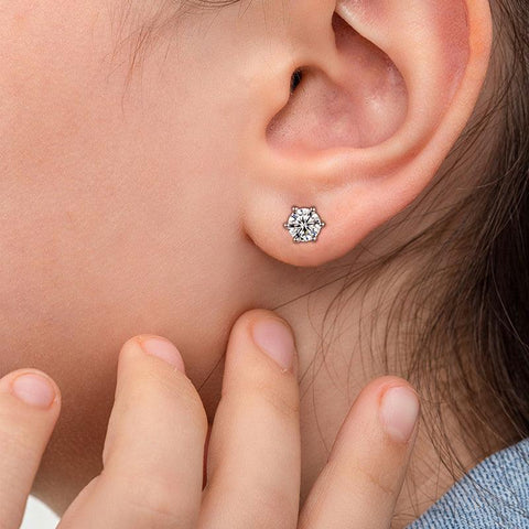 Moissanite Stud Earrings 925 Sterling Silver 6-Prong - Earrings - Aurora Tears