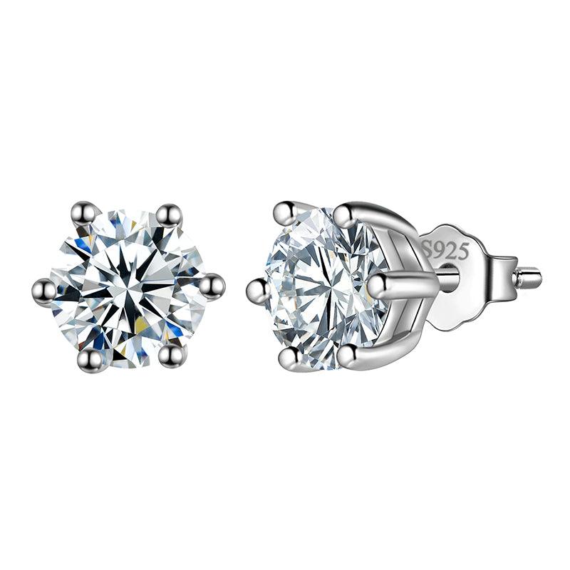 Moissanite Stud Earrings 925 Sterling Silver 6-Prong - Earrings - Aurora Tears