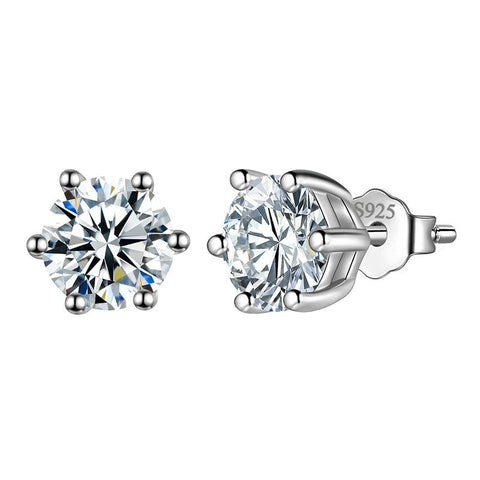 Moissanite Stud Earrings 925 Sterling Silver 6-Prong - Earrings - Aurora Tears