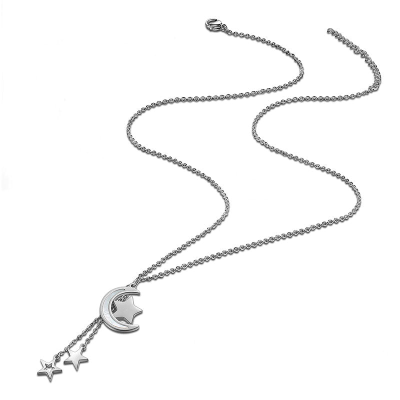 Moon Star Necklace Pendant Stainless Steel - Necklaces - Aurora Tears