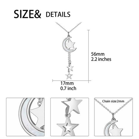 Moon Star Necklace Pendant Stainless Steel - Necklaces - Aurora Tears