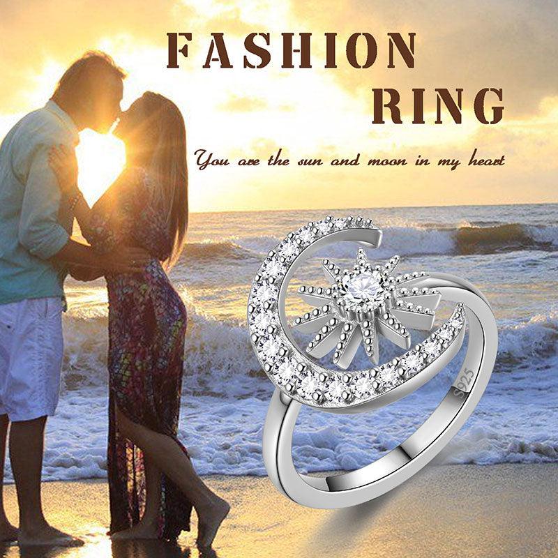 Moon Sun Moissanite Ring 925 Sterling Silver Fine Jewelry - Rings - Aurora Tears