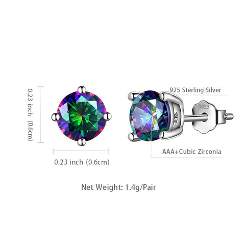 Mystic Rainbow Fire Topaz Stud Earrings Sterling Silver - Earrings - Aurora Tears Jewelry