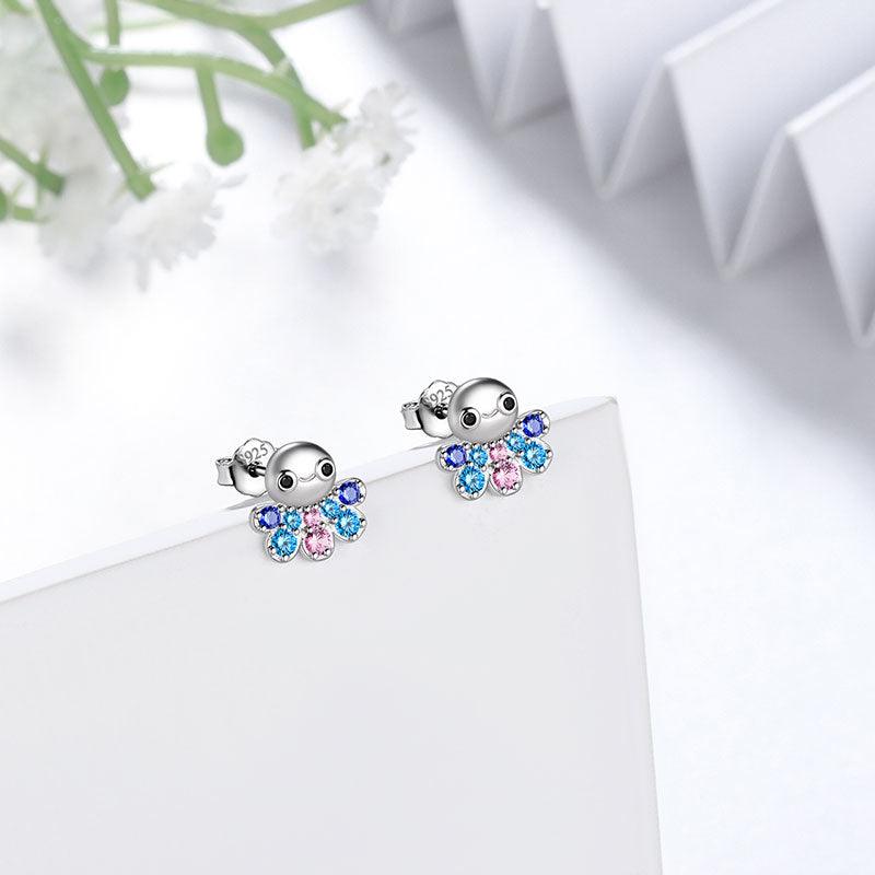 Octopus Mini Animal Studs Earrings 925 Sterling Silver - Earrings - Aurora Tears