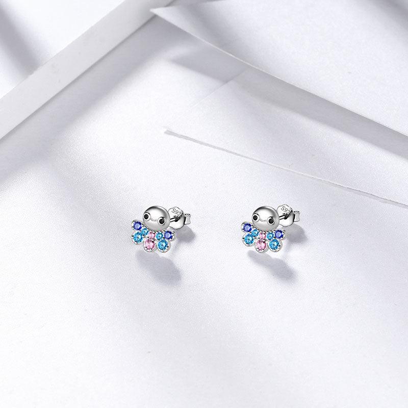 Octopus Mini Animal Studs Earrings 925 Sterling Silver - Earrings - Aurora Tears