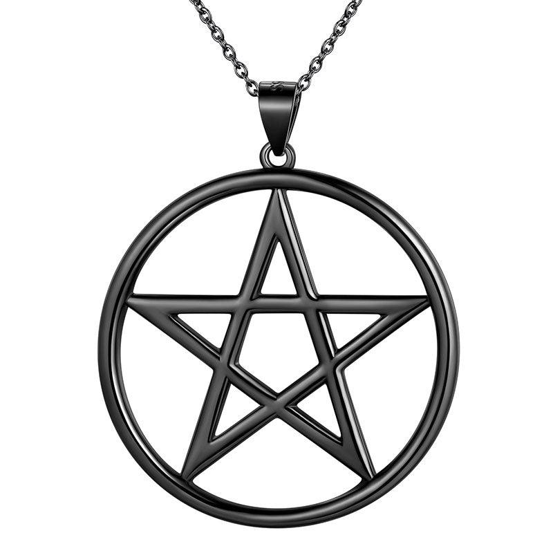 Pentagram Star Pendant Necklace Charm 925 Sterling Silver - Necklaces - Aurora Tears