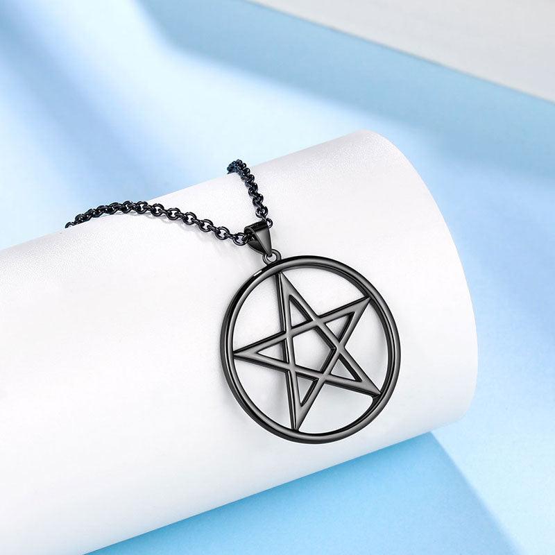 Pentagram Star Pendant Necklace Charm 925 Sterling Silver - Necklaces - Aurora Tears