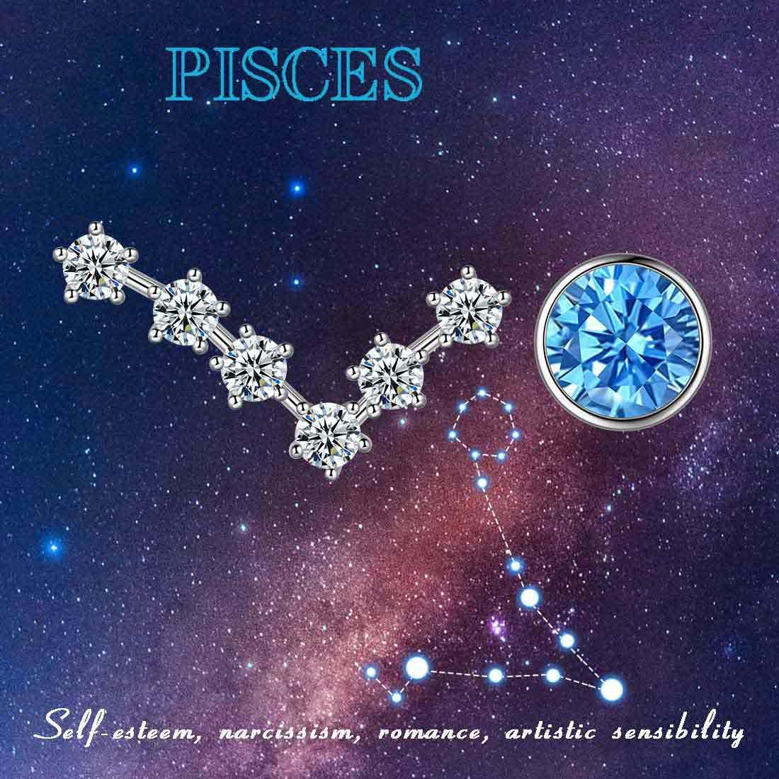 Pisces Earrings March Birthstone Zodiac Studs - Earrings - Aurora Tears