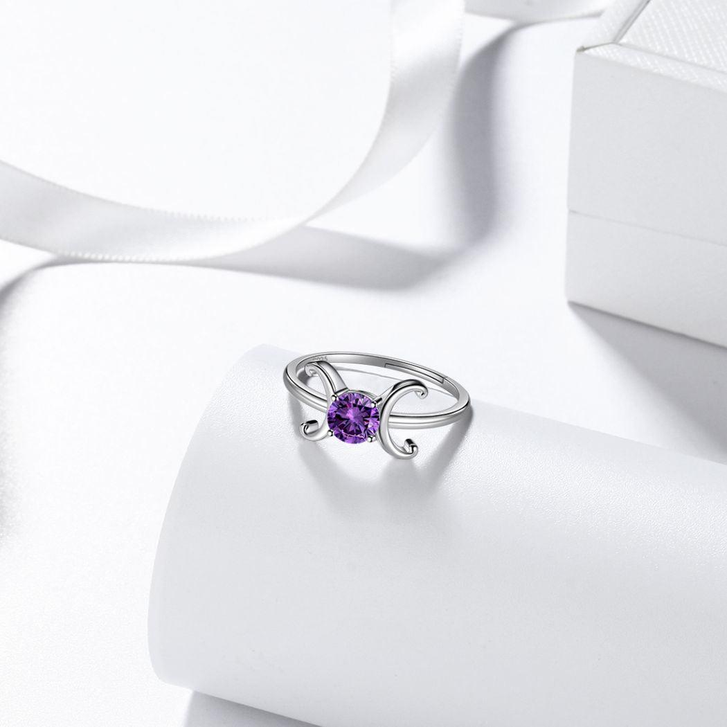 Pisces Ring February Amethyst Birthstone Zodiac - Rings - Aurora Tears