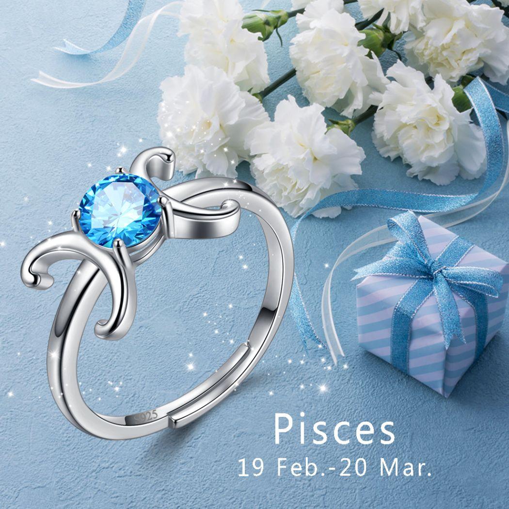 Pisces Ring March Aquamarine Birthstone Zodiac - Rings - Aurora Tears