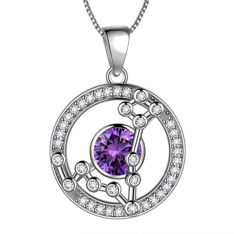 Zodiac Pisces Necklace February Birthstone Pendant - Necklaces - Aurora Tears