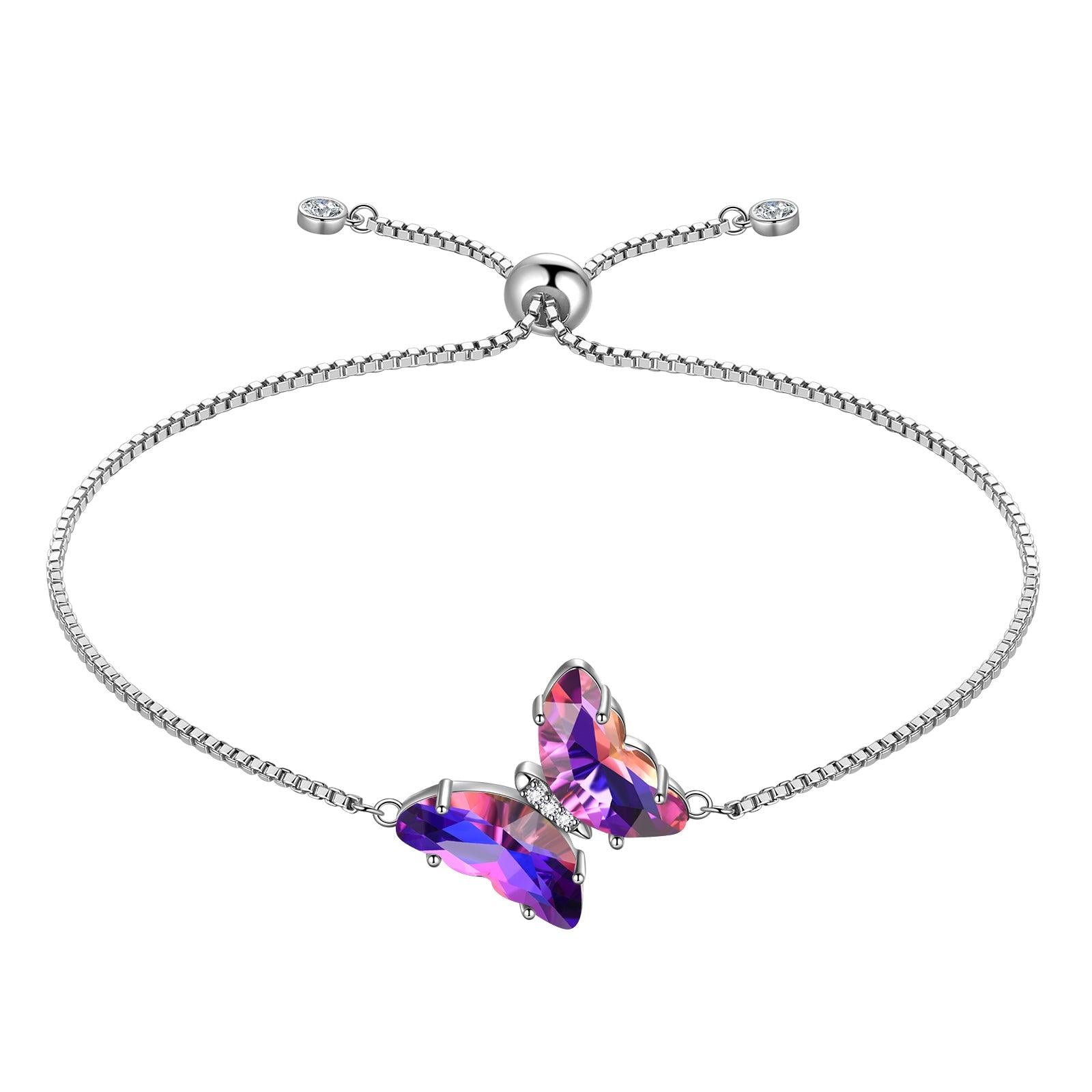 Purple Butterfly Bracelet February Amethyst Birthstone - Bracelet - Aurora Tears