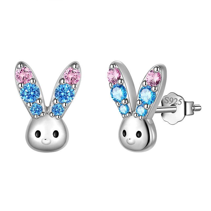 Bunny Rabbit Mini Animal Studs Earrings 925 Sterling Silver - Earrings - Aurora Tears
