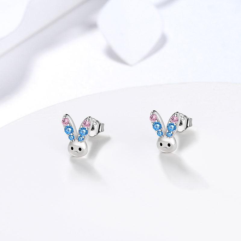 Bunny Rabbit Mini Animal Studs Earrings 925 Sterling Silver - Earrings - Aurora Tears
