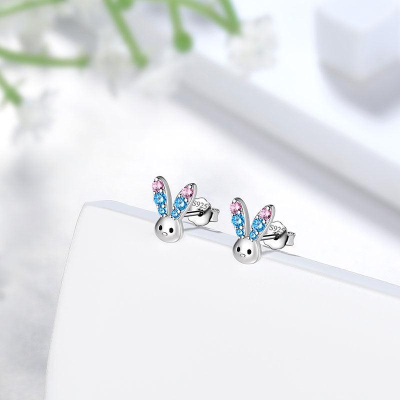 Bunny Rabbit Mini Animal Studs Earrings 925 Sterling Silver - Earrings - Aurora Tears