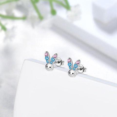 Bunny Rabbit Mini Animal Studs Earrings 925 Sterling Silver - Earrings - Aurora Tears