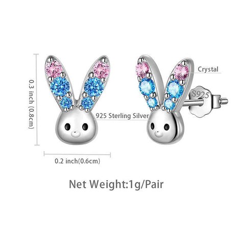 Bunny Rabbit Mini Animal Studs Earrings 925 Sterling Silver - Earrings - Aurora Tears