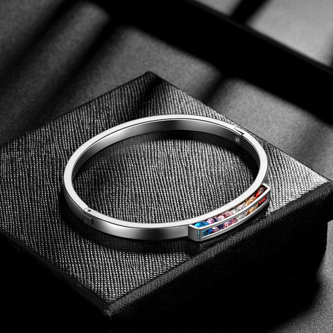 LGBT Rainbow Women Bangles Bracelet Cuff Stainless Steel - Bracelet - Aurora Tears