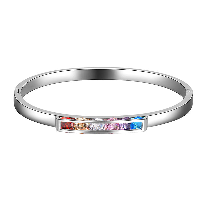 LGBT Rainbow Women Bangles Bracelet Cuff Stainless Steel - Bracelet - Aurora Tears