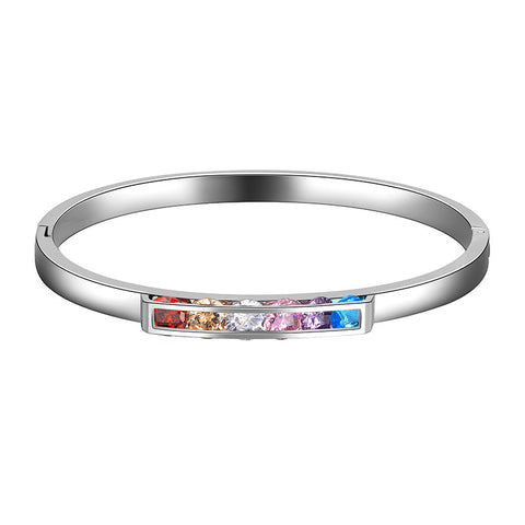 LGBT Rainbow Women Bangles Bracelet Cuff Stainless Steel - Bracelet - Aurora Tears